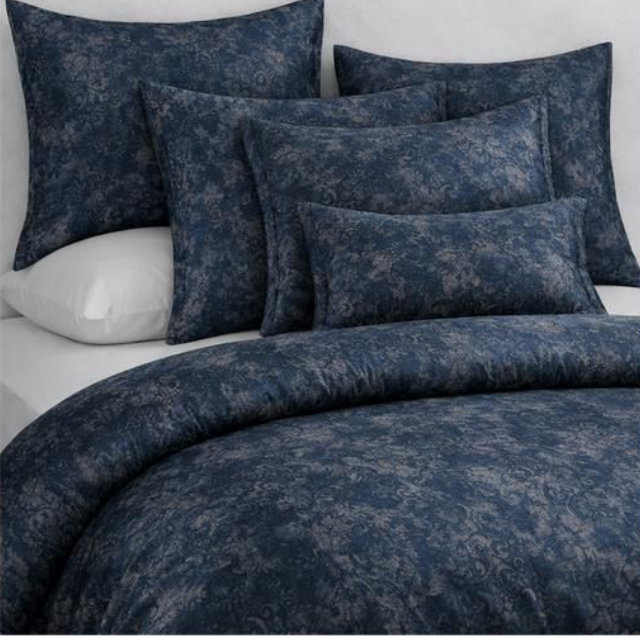 Deep navy floral bedding