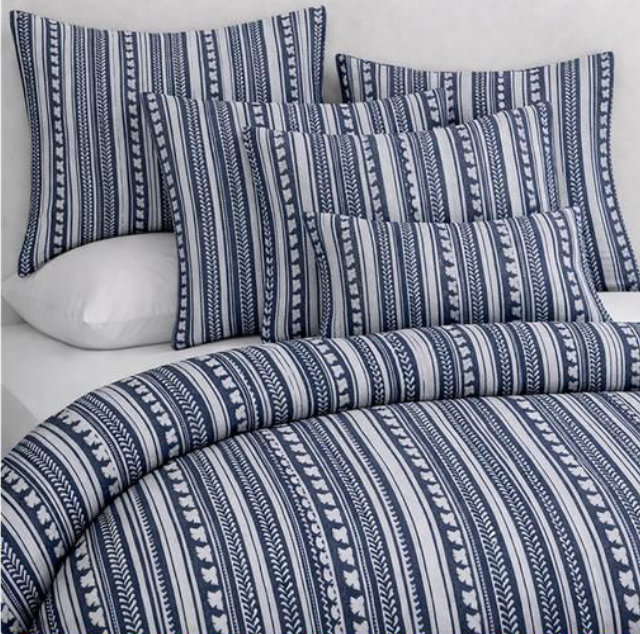 Navy striped bedding set