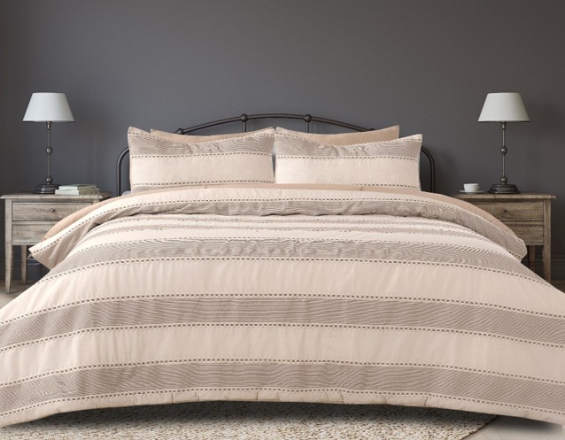 Beige dobby stripe duvet set