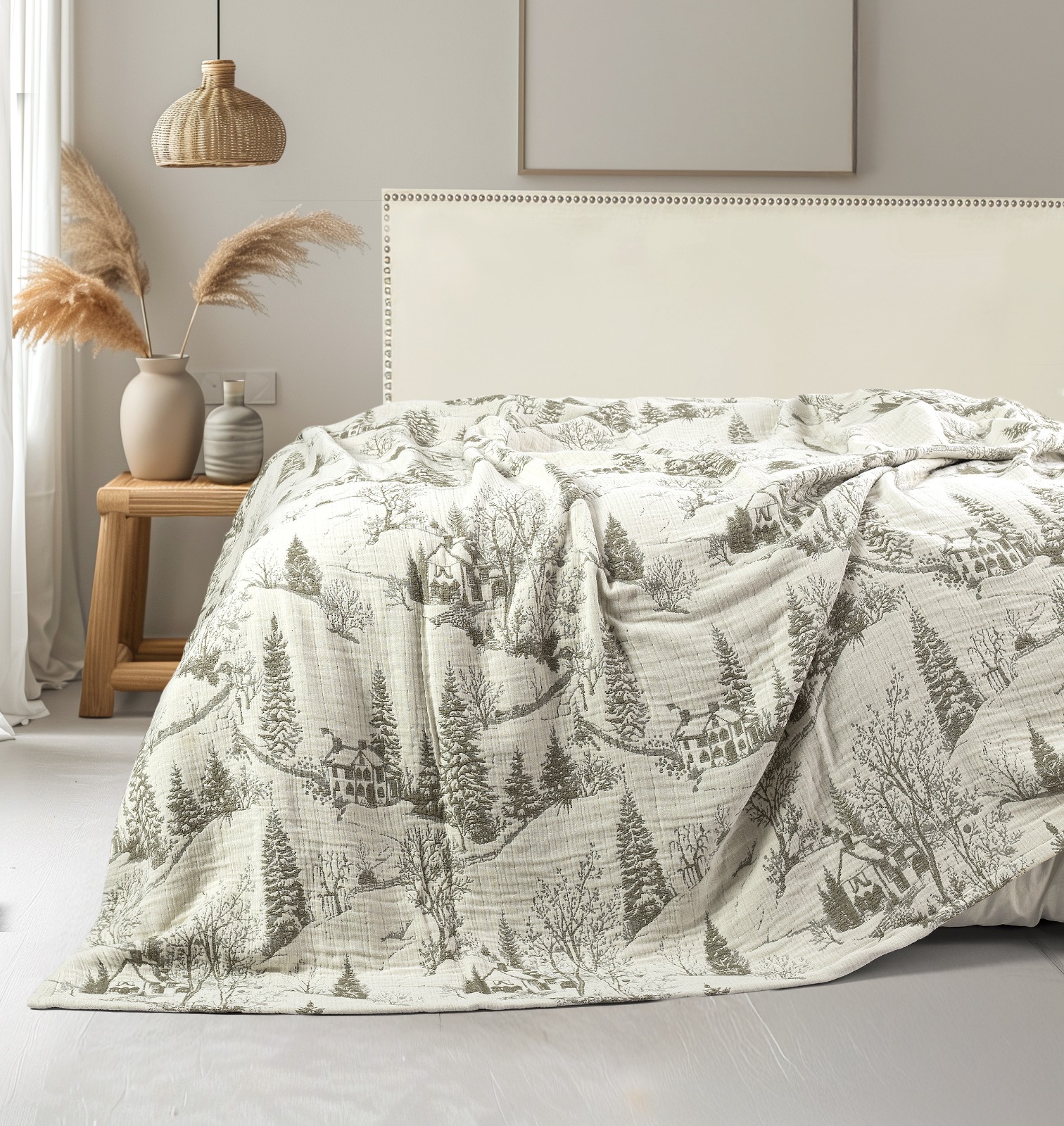 Winter village toile jacquard throw